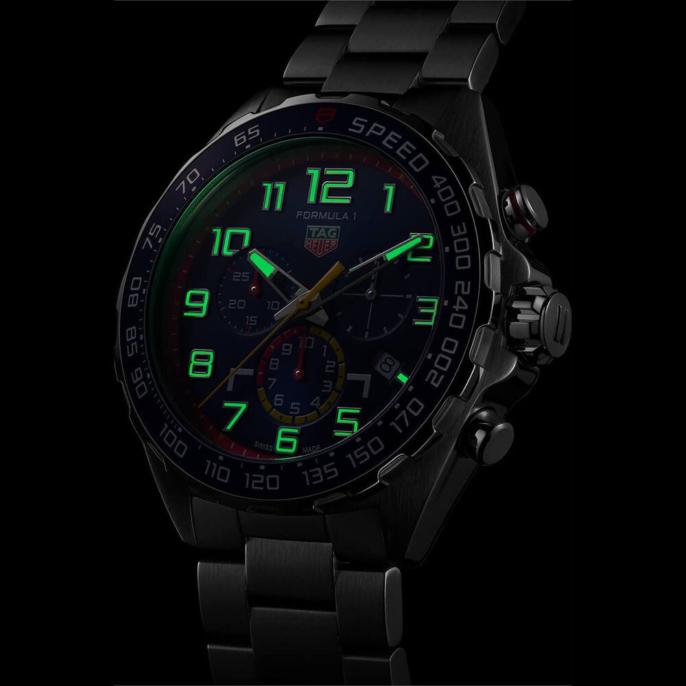 TAG Heuer Formula 1 Red Bull Quartz 43mm Chronograph Blue Dial Steel Case Bracelet Watch image number 7