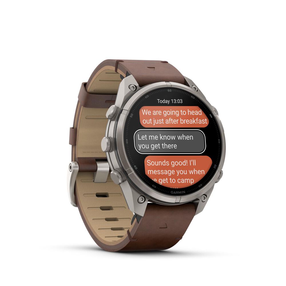 Garmin fenix 9 Pro 47mm Titanium Walnut Leather Strap Watch
