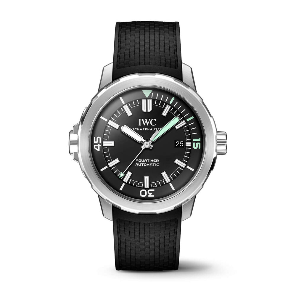 IWC Schaffhausen Aquatimer Automatic Black Dial Black Strap Watch image number 0