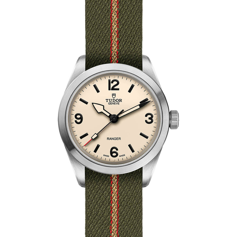 TUDOR Ranger 39mm Dune White Dial Green Fabric Strap Watch