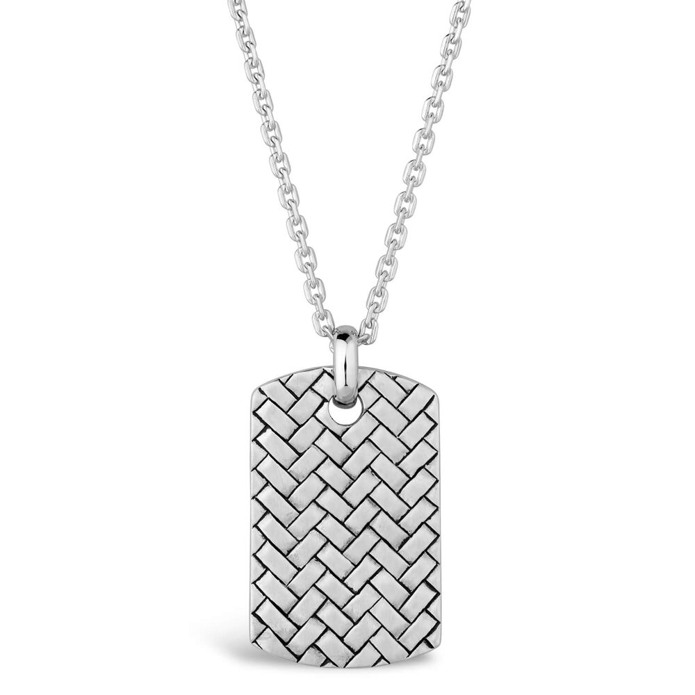 Gents Silver Oxidized Pattern Dog Tag Pendant