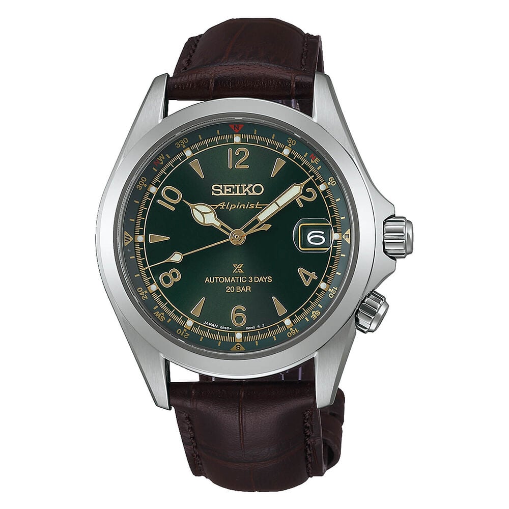 Seiko Prospex Alpinist 39.5mm Classic Pine Green Dial Brown Leather Strap Watch