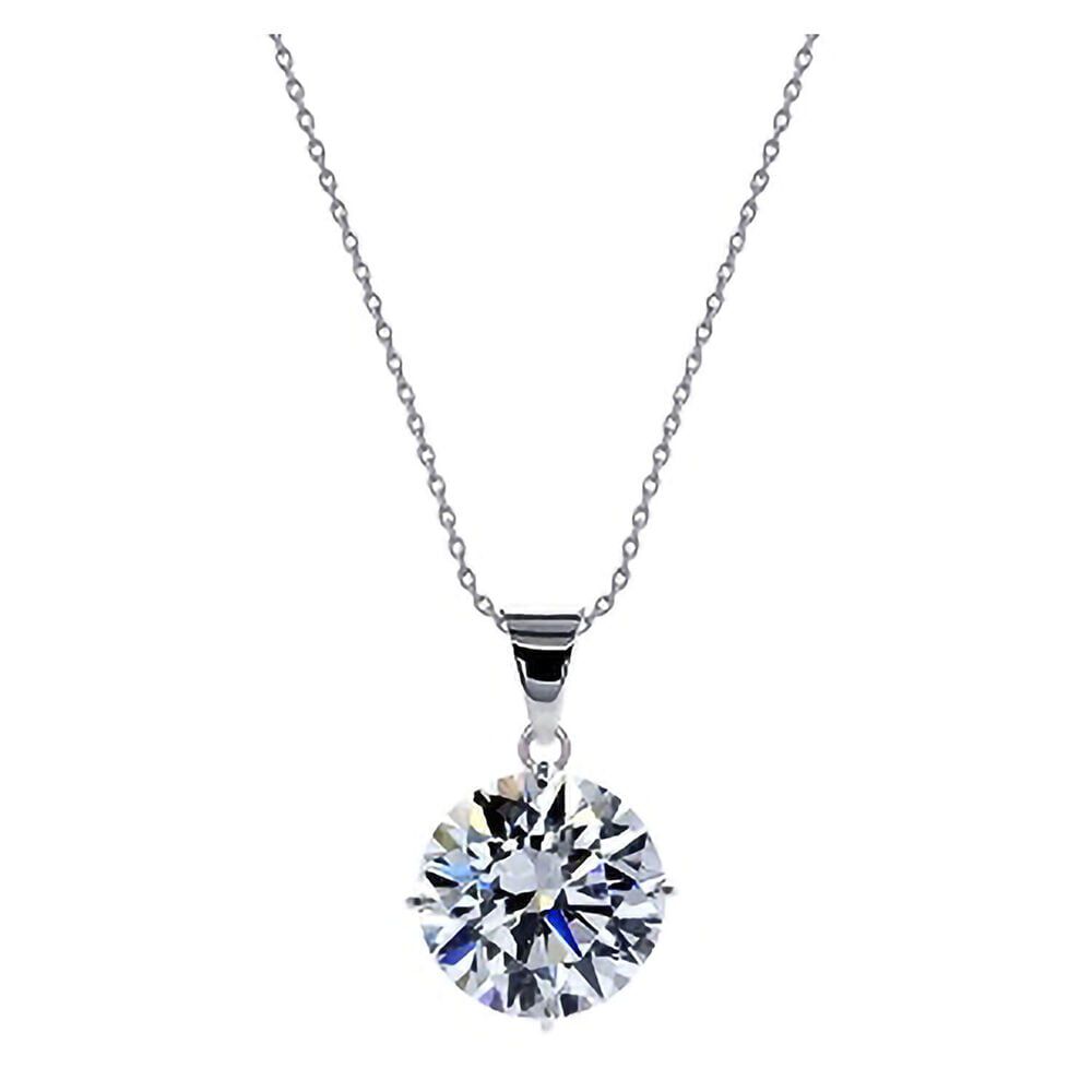 CARAT* London 9ct White Gold Brilliant Cut 6.5mm Solitaire Pendant image number 0