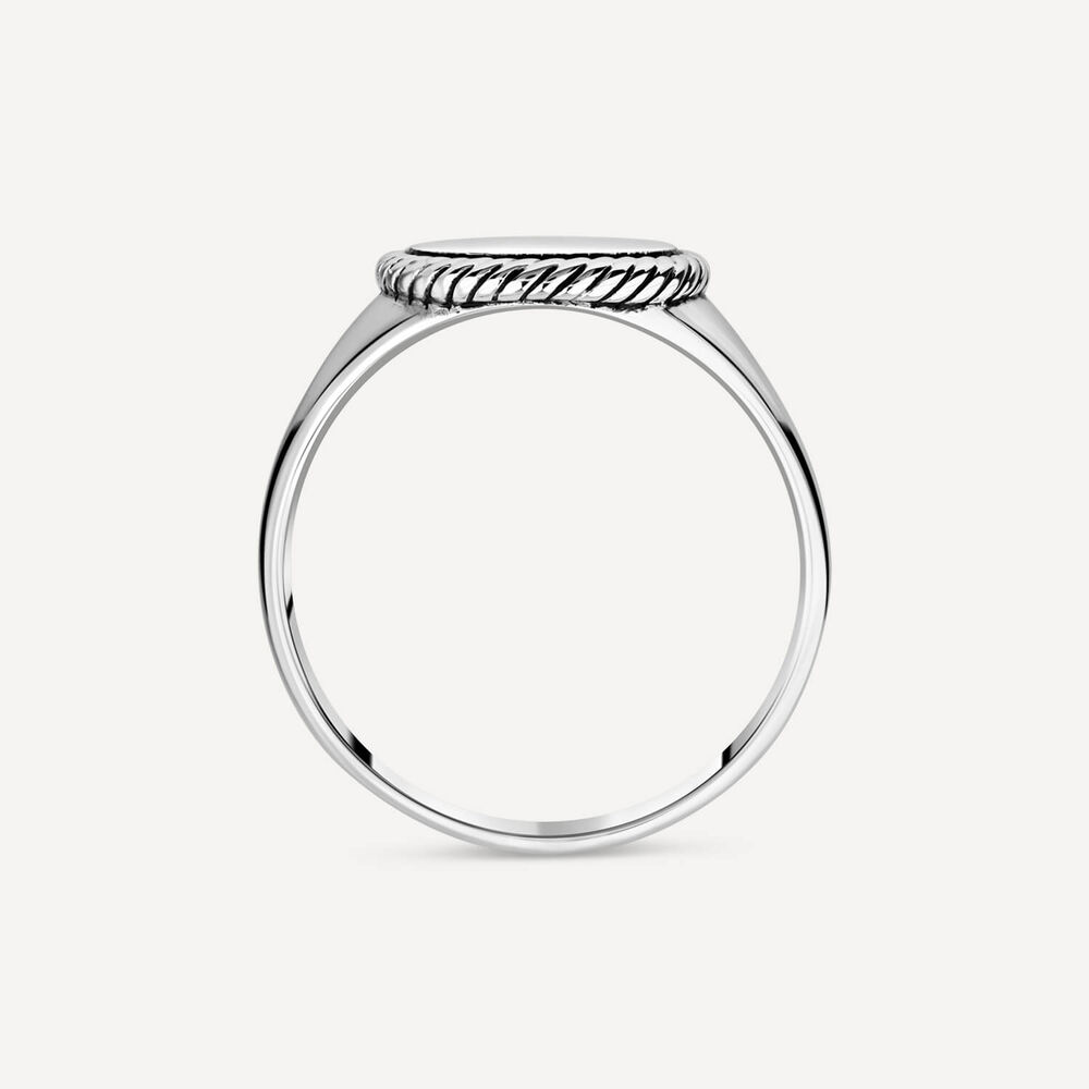 Sterling Silver Oval Rope Edge Signet Ring image number 3