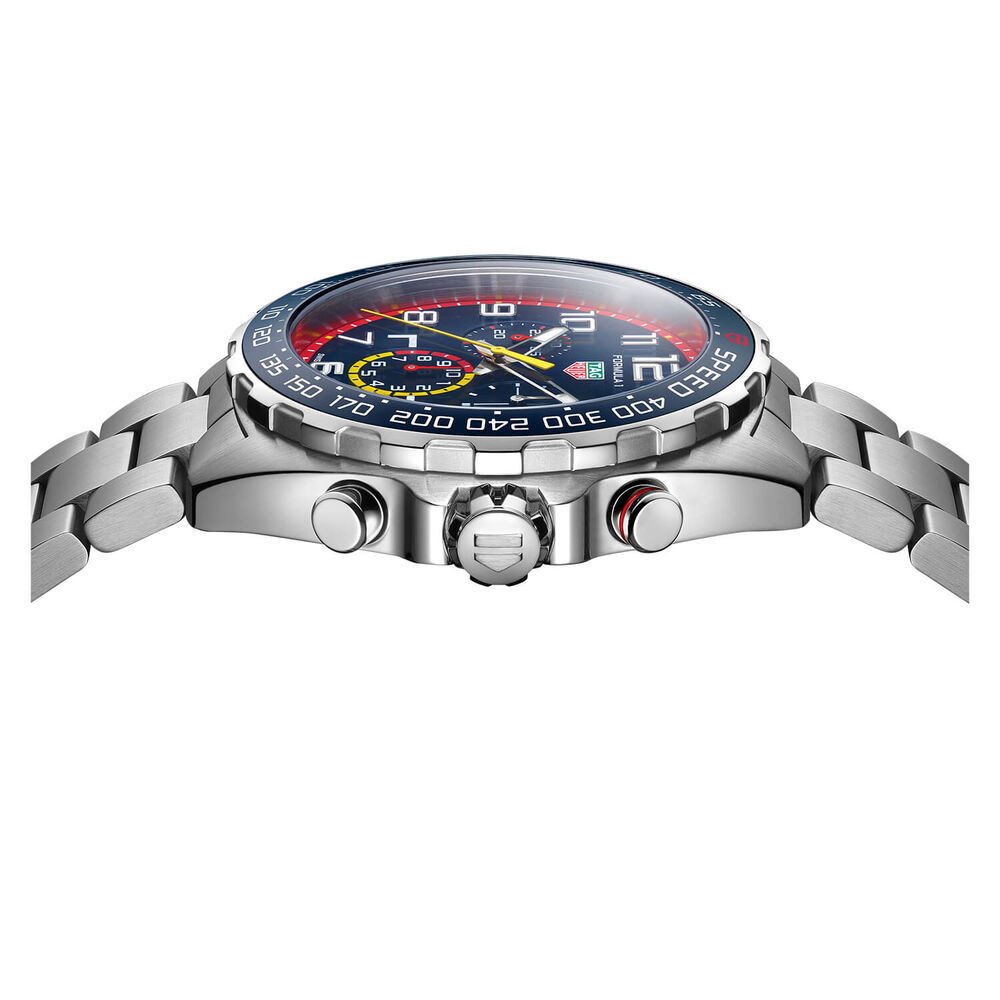 TAG Heuer Formula 1 Red Bull Quartz 43mm Chronograph Blue Dial Steel Case Bracelet Watch image number 4