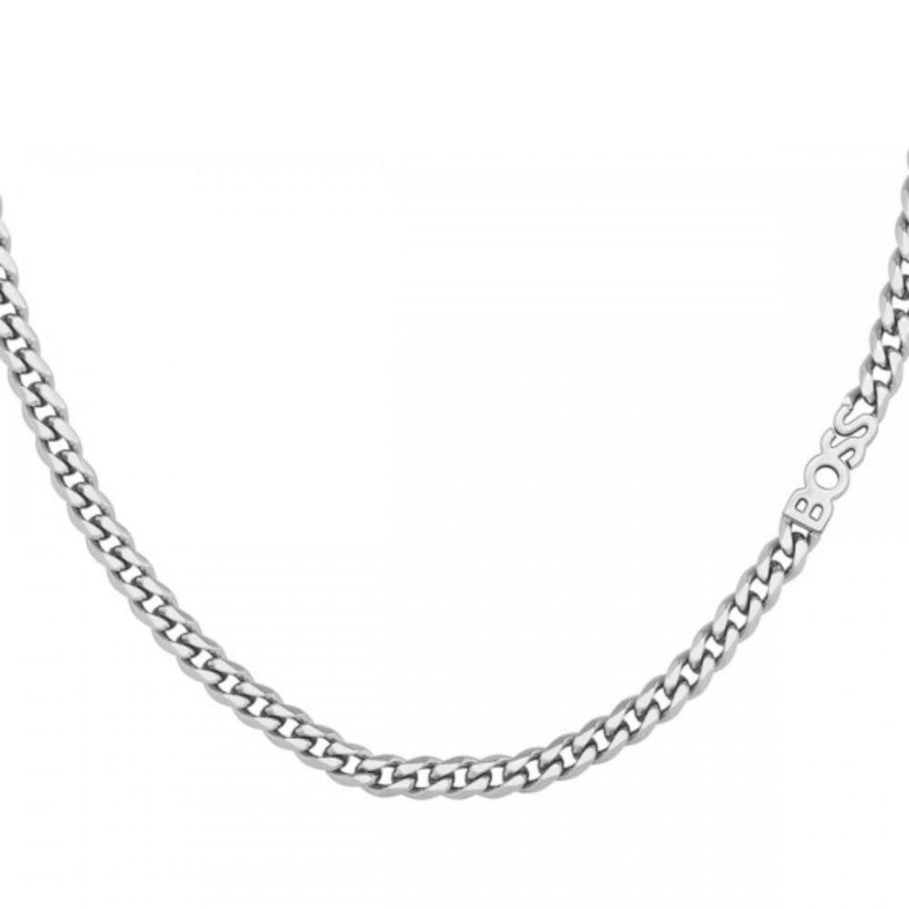 BOSS Kassy Curb Chain Logo Stainless Steel Necklace