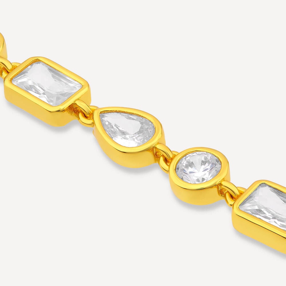 Sterling Silver Yellow Gold Plated Cubic Zirconia Bracelet