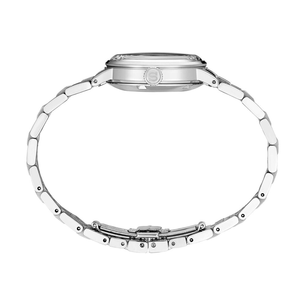 Seiko Presage 'Frozen Skydiving' Diamond Cocktail Time 34mm Blue Dial Steel Bracelet Watch image number 4
