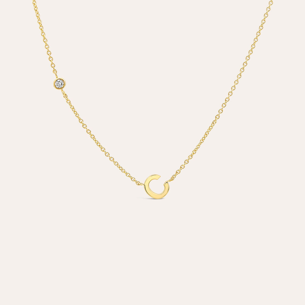 Yellow Gold Plated Vermeil Sterling Silver 0.06ct Lab Grown Diamond Initial C Necklet