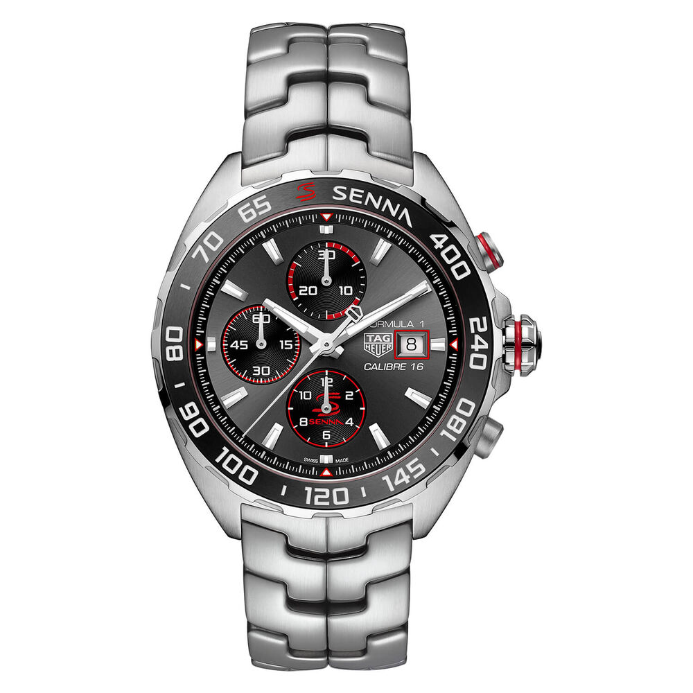 TAG Heuer Formula 1 Senna Special Edition 43mm Anthracite Chronograph Dial Steel Case Bracelet Watch