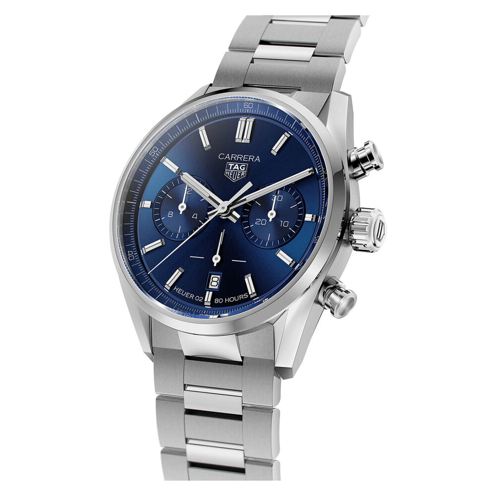 TAG Heuer Carrera Chronograph 42mm Blue Dial Stainless Steel Bracelet Watch image number 1