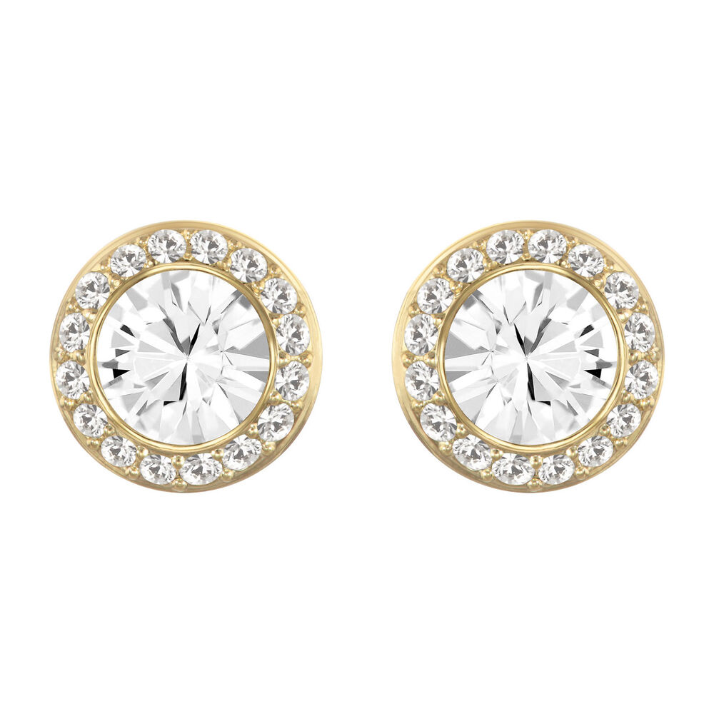 Swarovski Angelic Yellow Gold-Toned Halo Stud Earrings