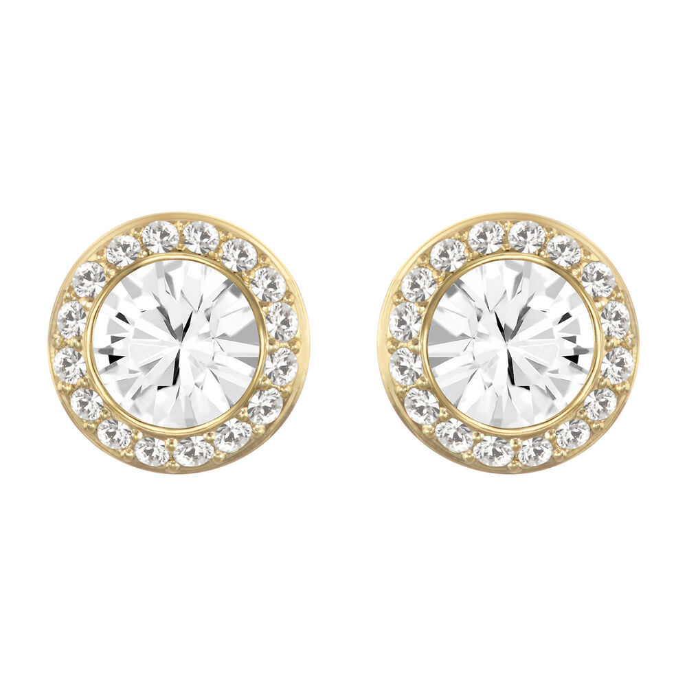 Swarovski Angelic Yellow Gold-Toned Halo Stud Earrings