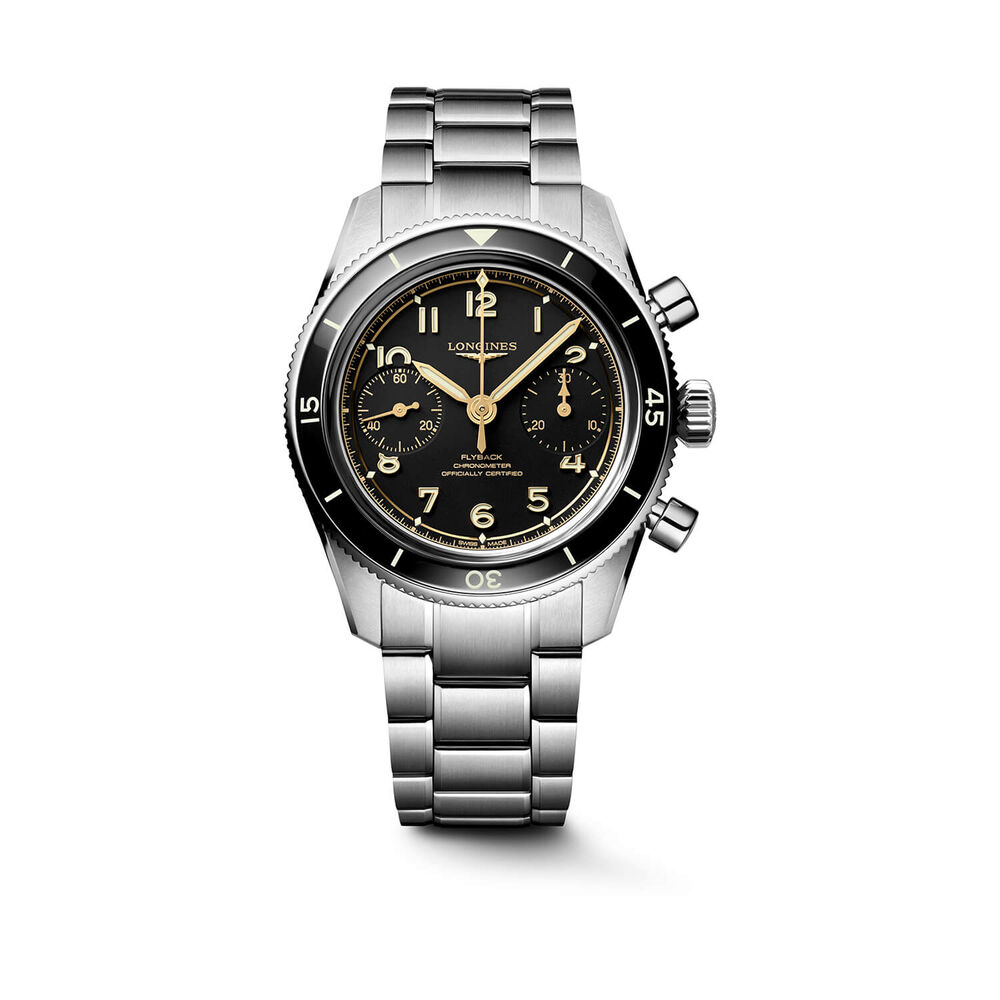 Longines Spirit Pilot Flyback 39mm Black Dial Stainless Steel Bracelet Watch image number 0