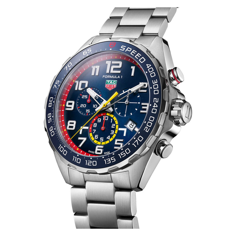 TAG Heuer Formula 1 Chronograph x Red Bull Racing 43mm Blue Dial Stainless Steel Bracelet Watch image number 3