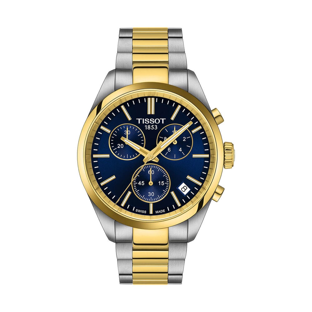 Tissot PR 100 40mm Blue Dial Two Tone PVD Steel Bracelet Watch