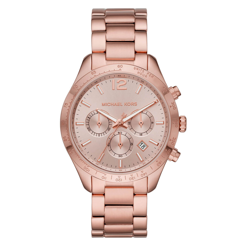 Michael Kors Layton Ladies Quartz Rose Gold Plated Case Watch