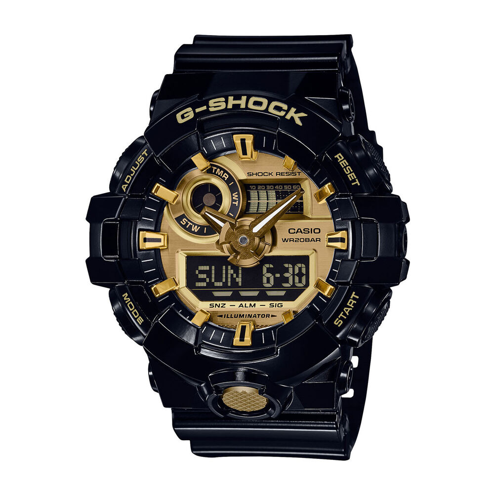 Casio G-Shock Analogue Digital Black and Yellow Gold Men's Watch image number 0