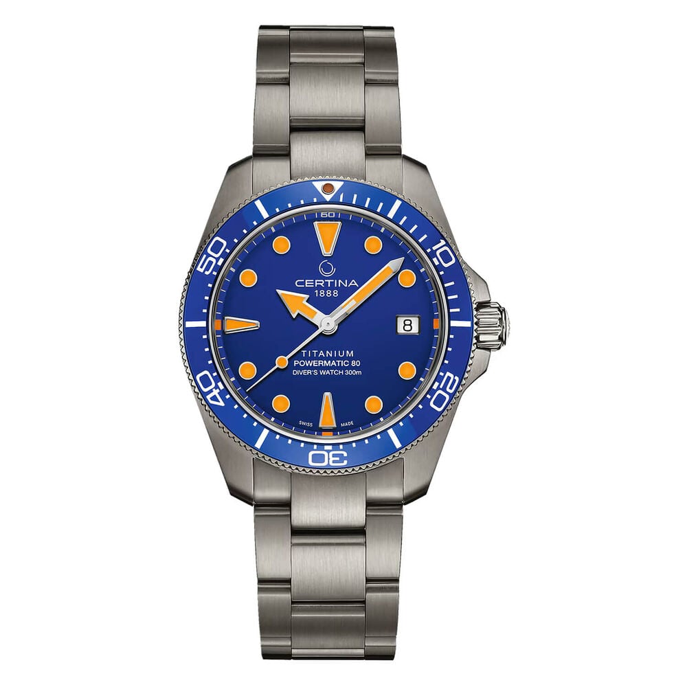 Certina DS Action Diver 38mm Blue Dial Grey Titanium Bracelet Watch