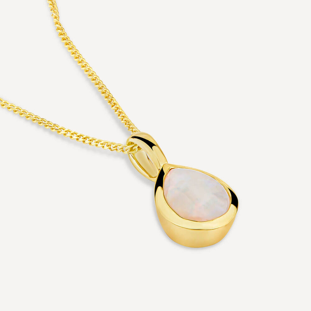 9ct Yellow Gold Teardrop Opal Gold Frame Pendant image number 3
