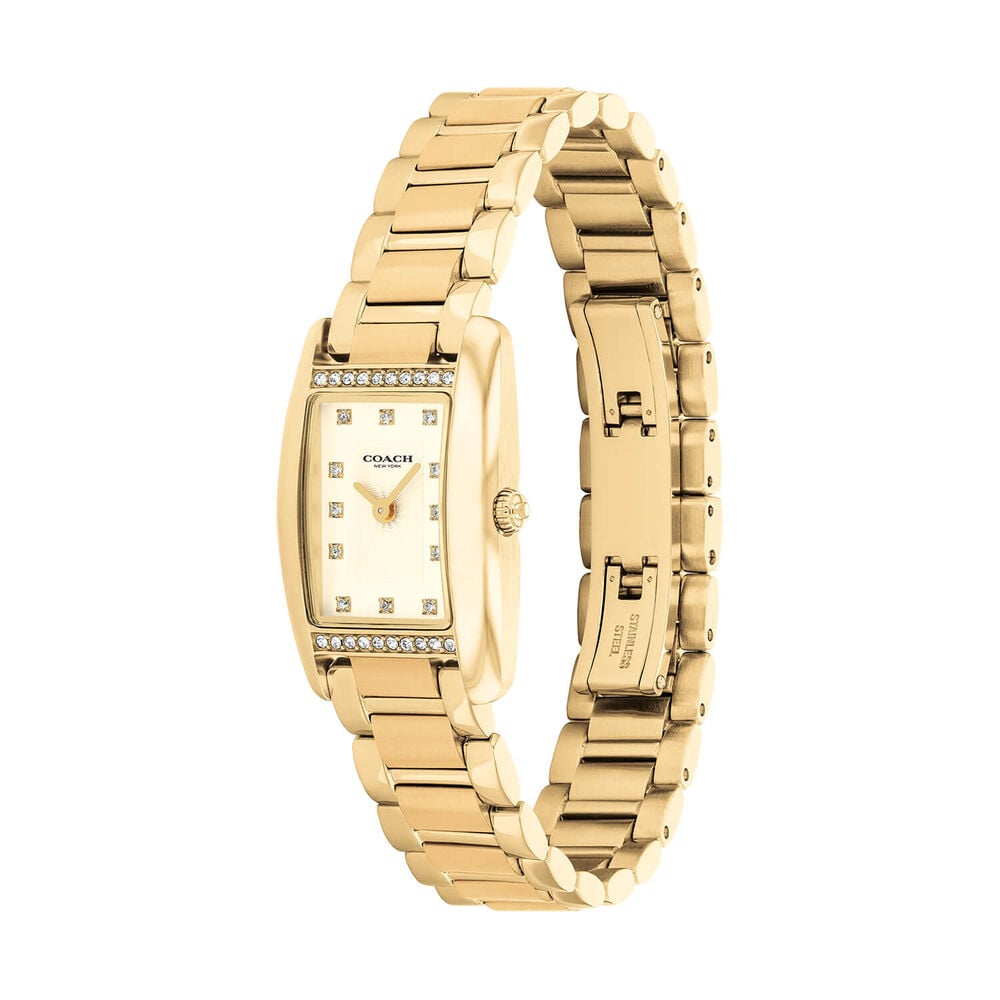 Coach Reese 24mm Gold Dial Crystal Dots Gold Tone Steel Bracelet Watch