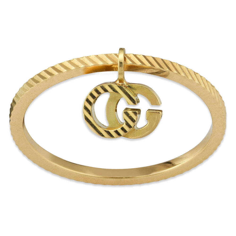 Gucci GG Running Yellow Gold Charm Ring (UK Size O - P)