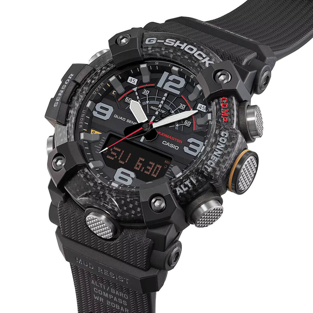 G-SHOCK Master of G Mudmaster 55.4mm Carbon Fibre Bezel & Black Resin Strap Watch