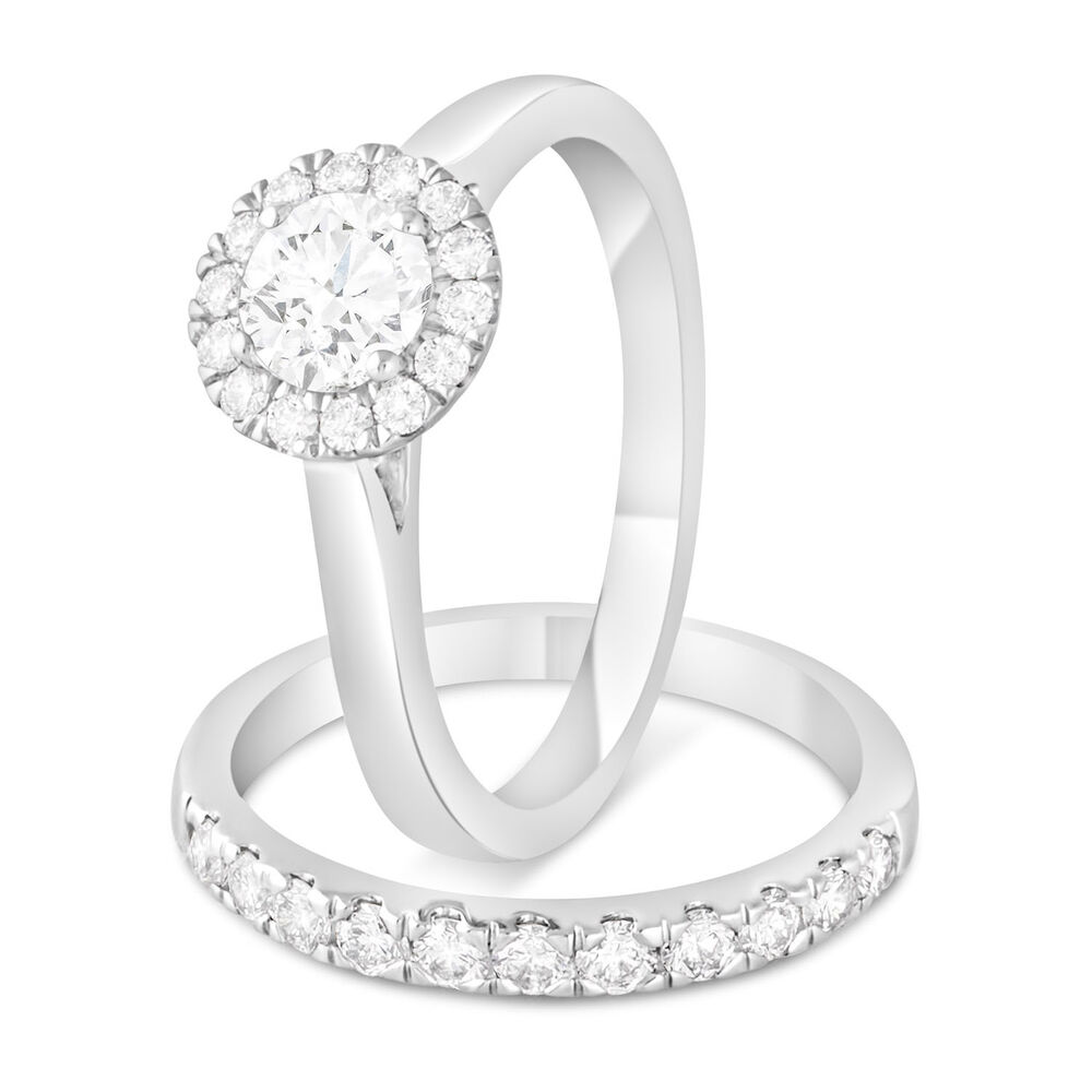 Timeless Diamonds Platinum 0.80 carat diamond halo engagement ring image number 7