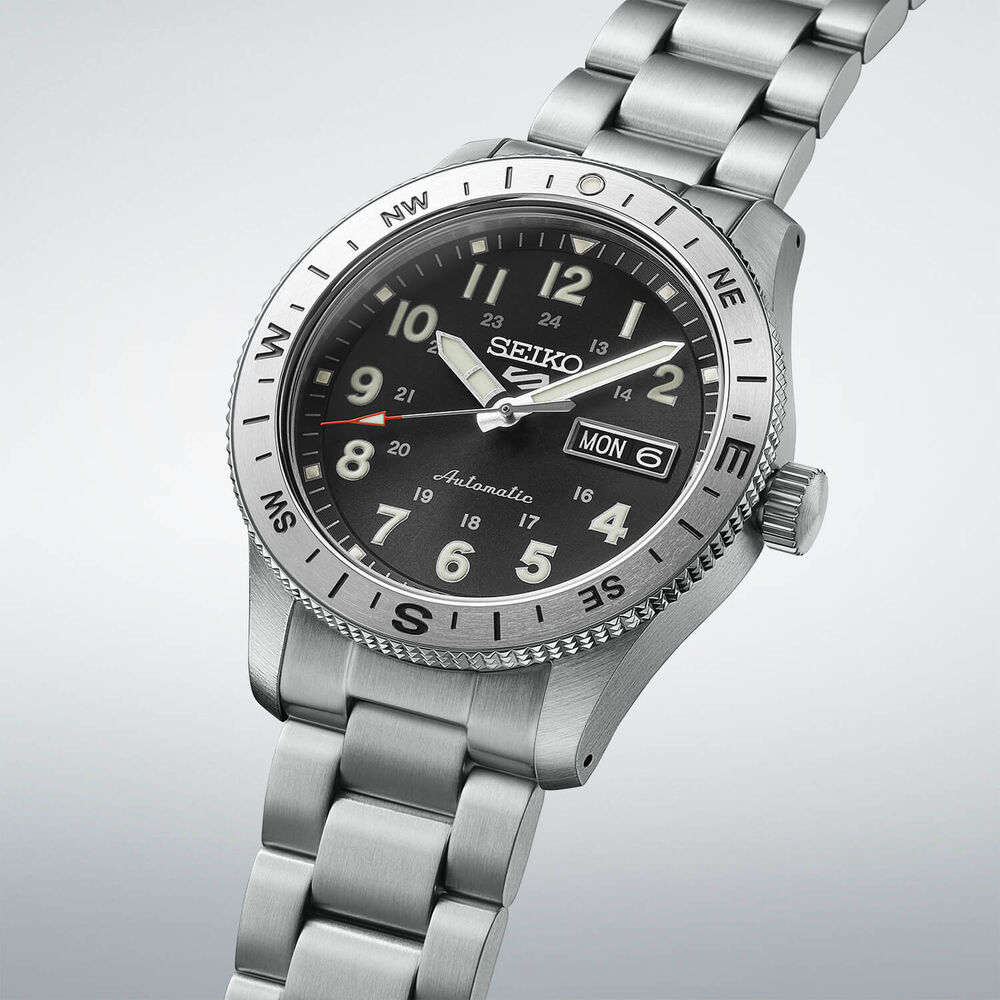 Seiko 5 Sports Field Camo Black 41mm Dial Stainless Steel Bracelet Watch