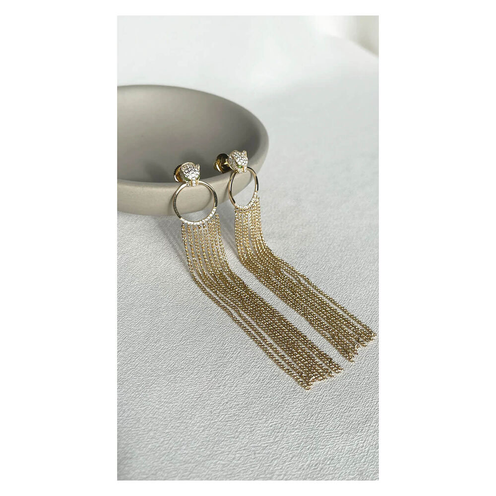 CARAT* London Maumau Yellow Gold Vermeil Drop Earrings image number 1
