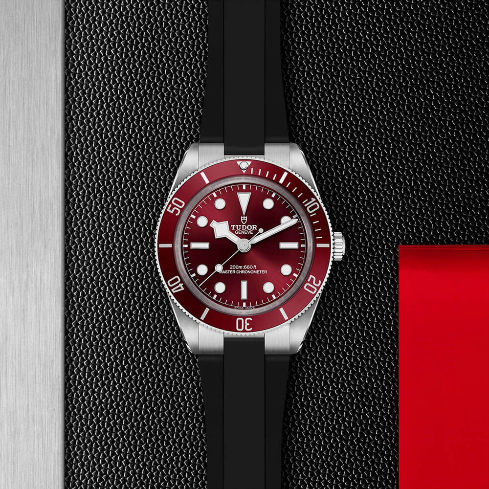 TUDOR Black Bay 58 39mm Burgundy Dial Black Rubber Strap Watch image number 3