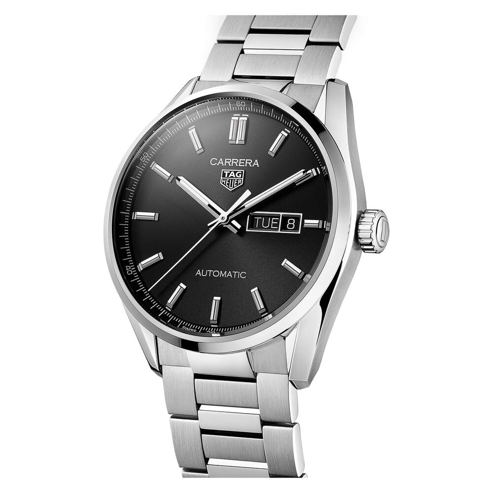 TAG Heuer Carrera Day-Date 41mm Black Dial Stainless Steel Bracelet Watch image number 1