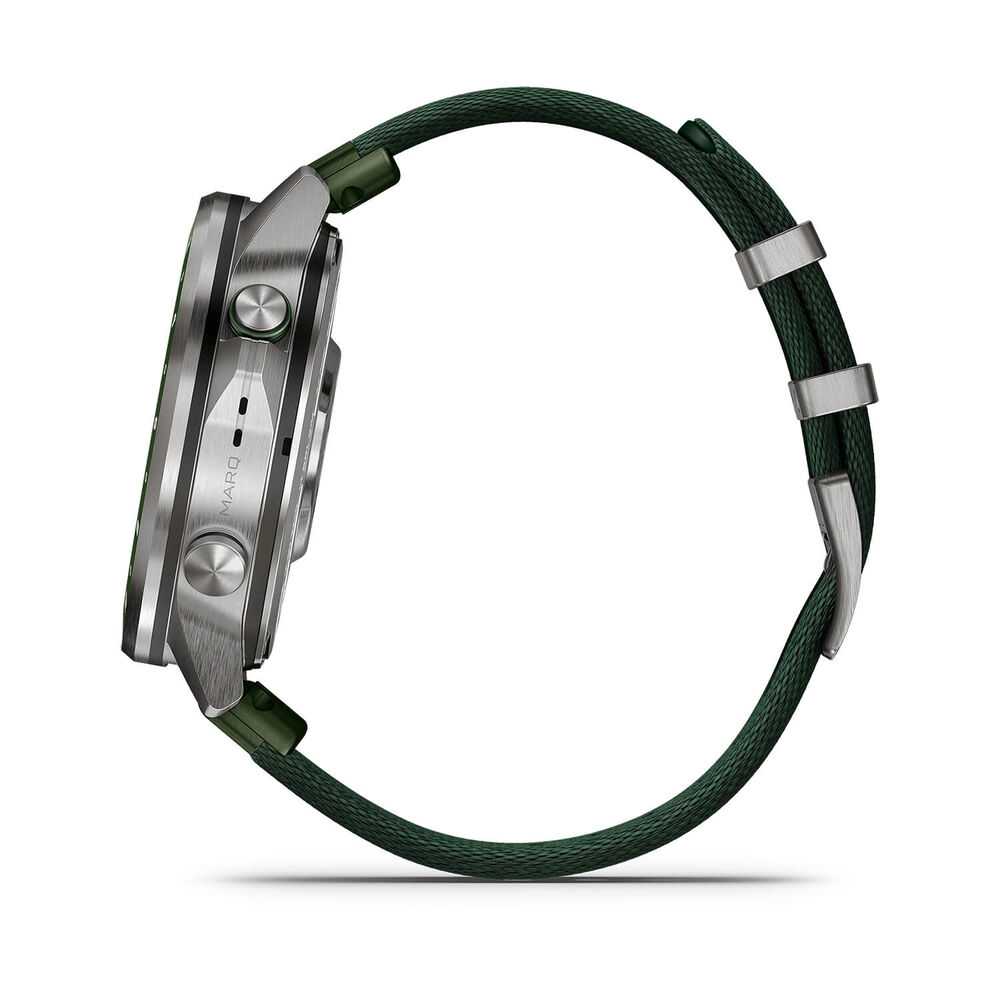 Garmin MARQ Golfer (Gen 3) 47mm Grade 5 Titanium Case Green Jacquard Woven Nylon Strap Watch