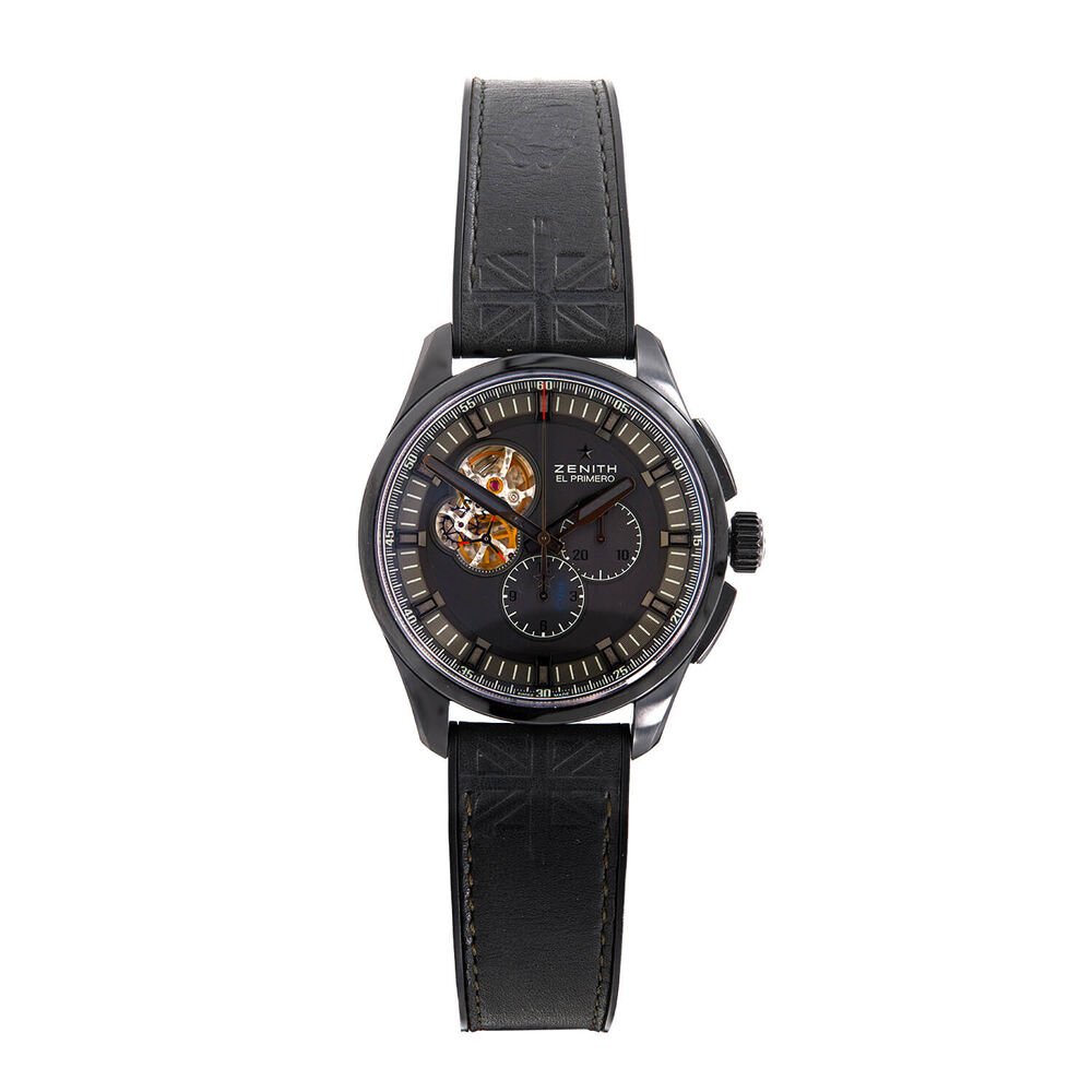 Pre-Owned Zenith El Primero Chronomaster Rolling Stones 45mm Black Dial Leather Strap Watch