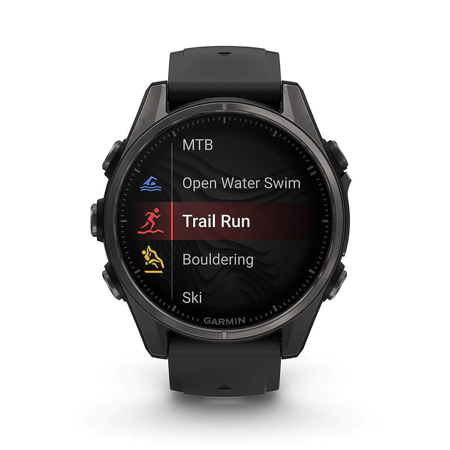Garmin fenix 8 AMOLED 43mm Carbon Grey DLC Titanium Case Black Pebble Grey Silicon Strap Watch