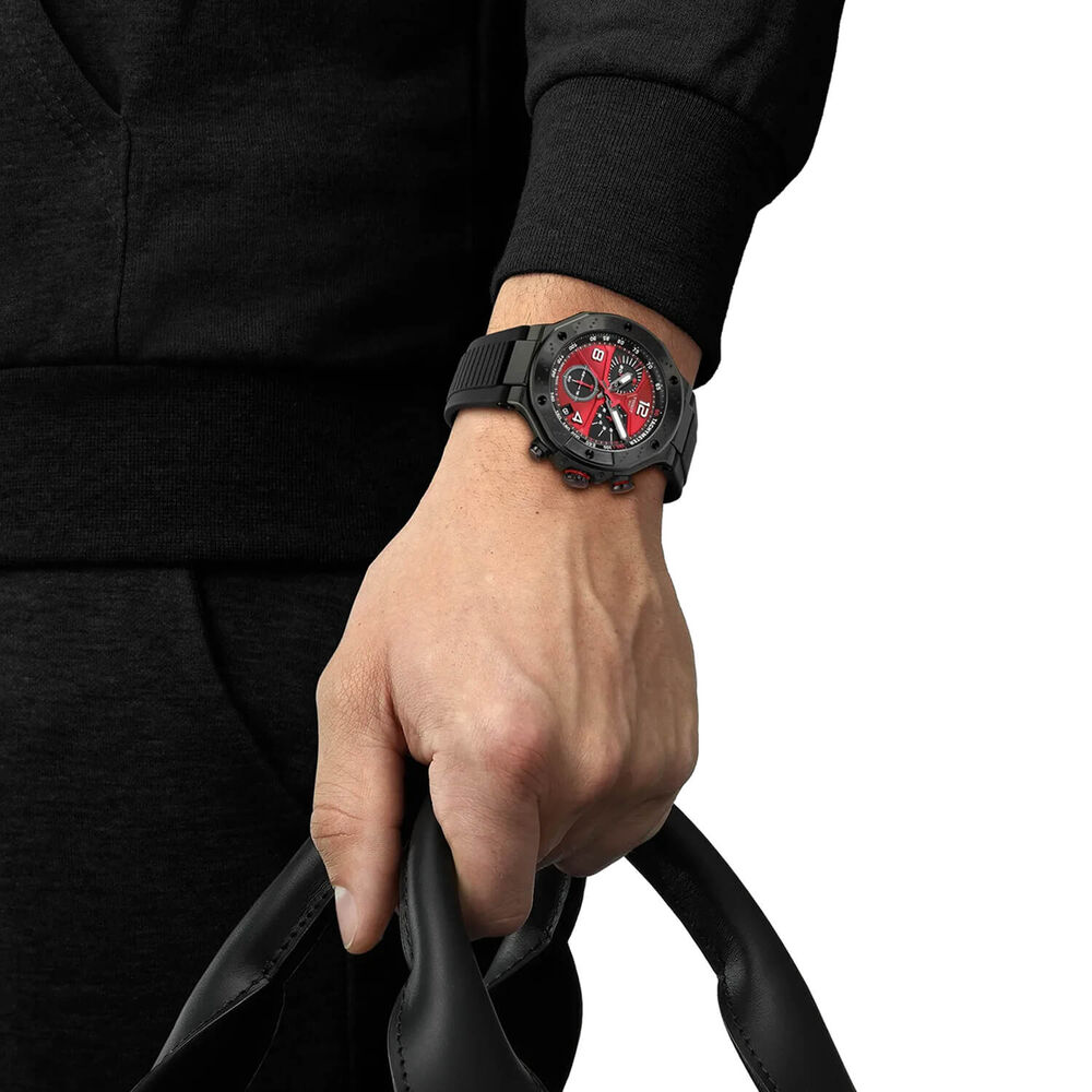Tissot T-Race MotoGP 45mm Red Dial Black Silicone Strap Chronograph Watch
