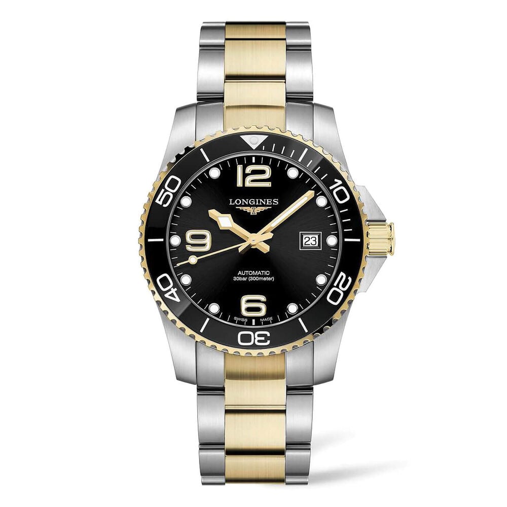 Longines HydroConquest 41mm Black Dial Yellow Gold & Steel Case Bracelet Watch