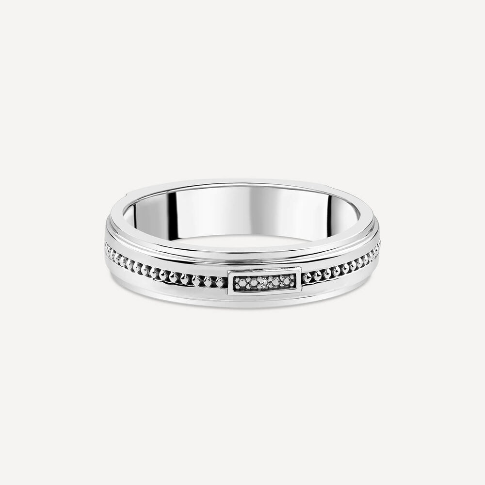 Sterling Silver 0.002ct Diamond Set & Bead Lined Centre Ring image number 2