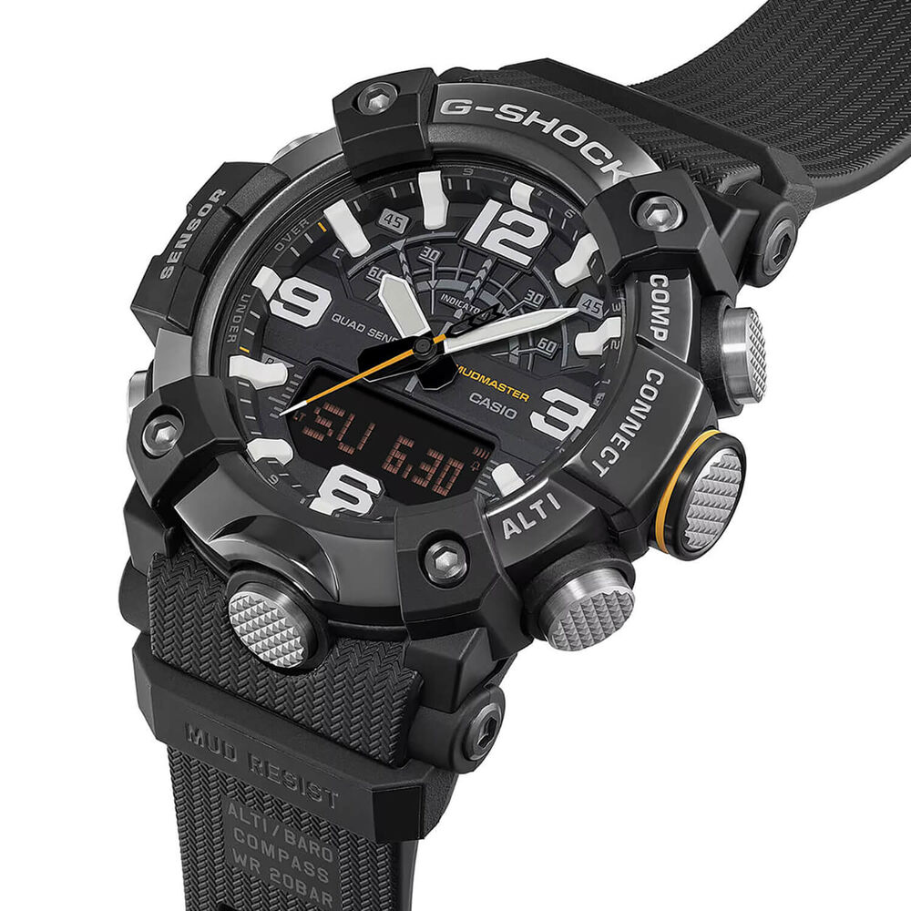 G-SHOCK Master of G Mudmaster 55.4mm Black Ion Plated Bezel & Black Resin Strap Watch