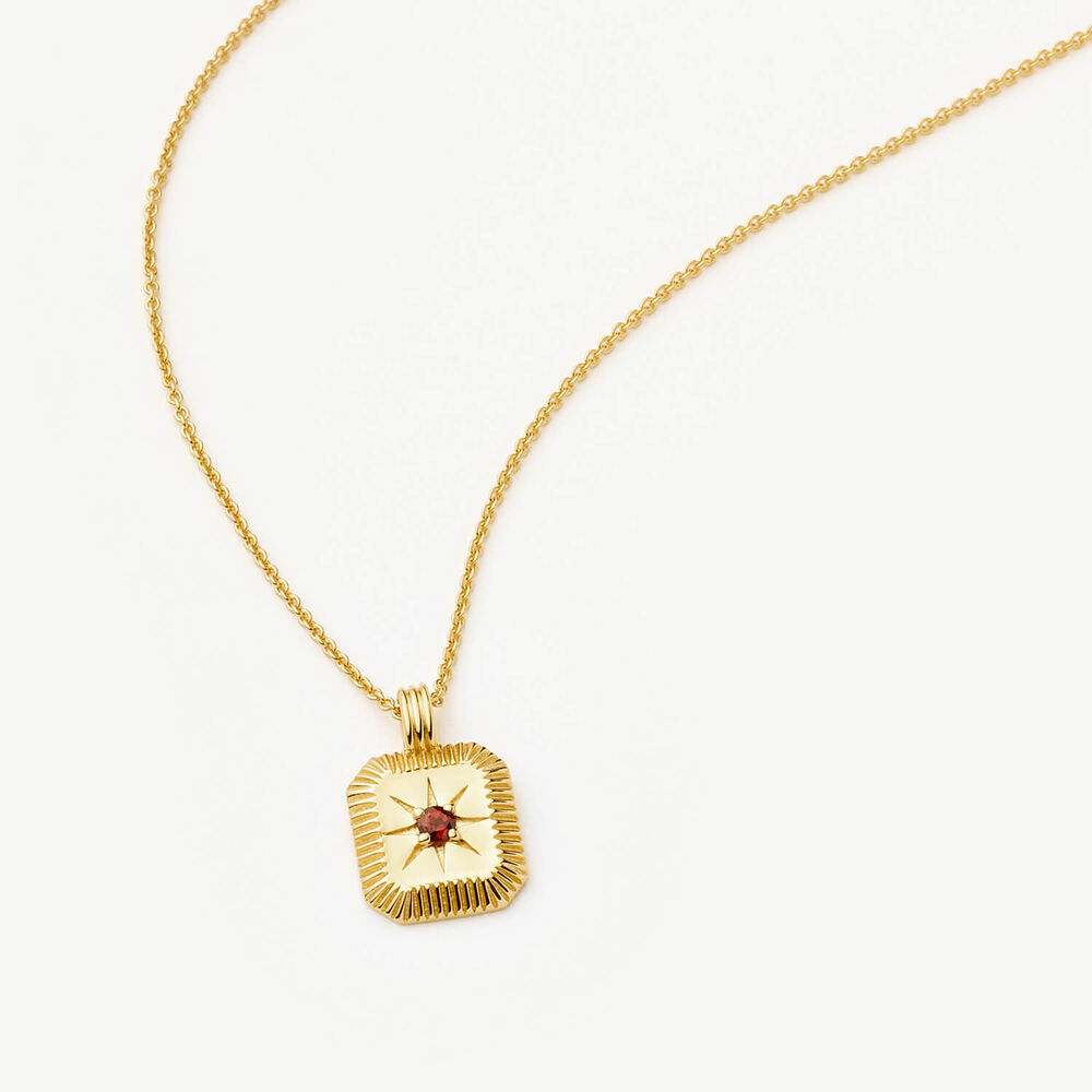 Missoma 18ct Gold Vermeil Sterling Silver Garnet January Birthstone Pendant Necklace