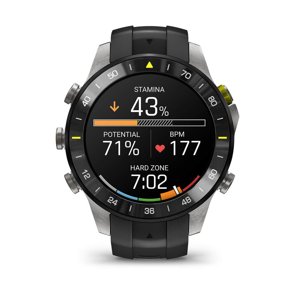 Garmin MARQ Athlete (Gen 3) 47mm Grade 5 Titanium Case Black Silicone Rubber Strap Watch