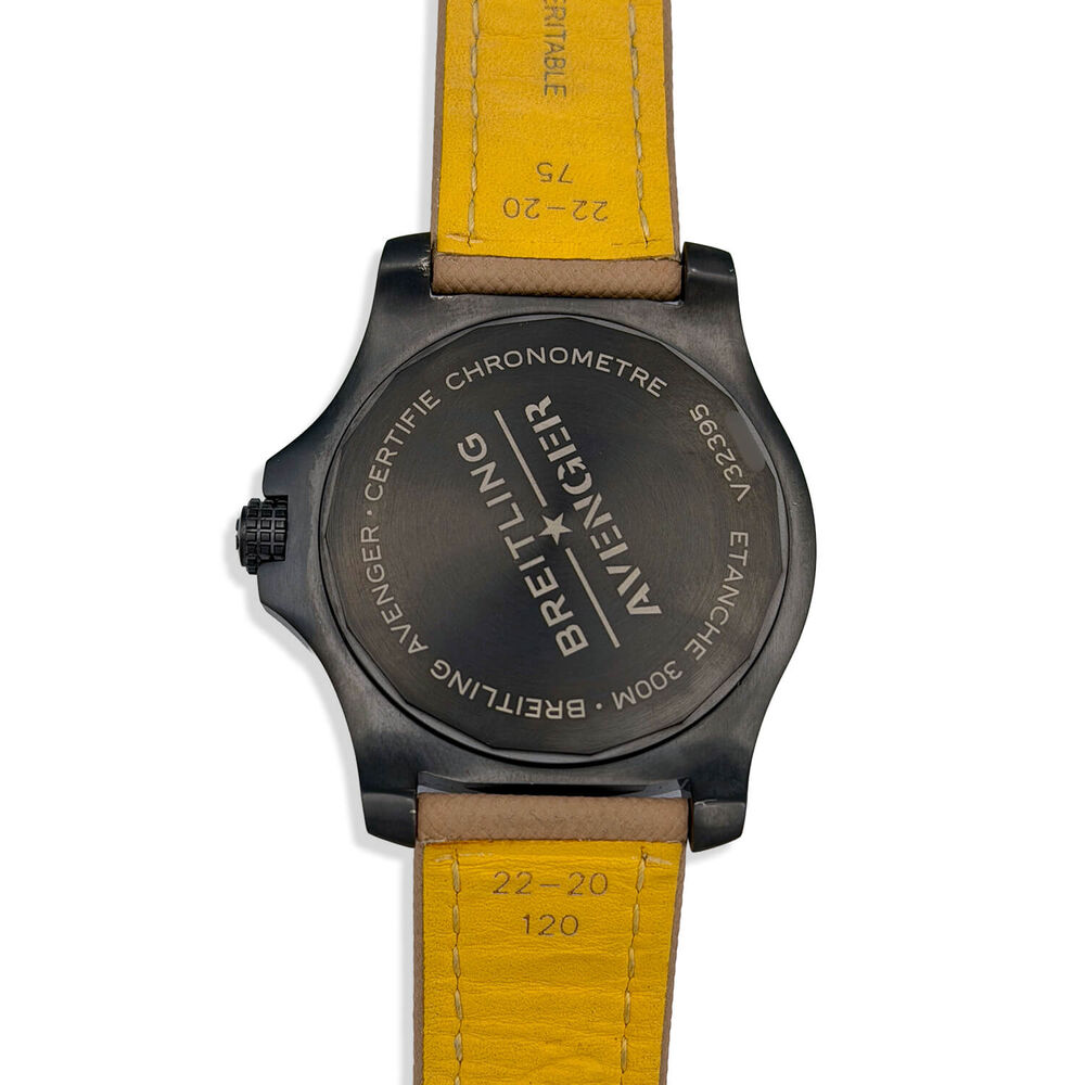 Pre-Owned Breitling Avenger Night Mission 45mm Titanium Case Beige Leather Strap Watch image number 3