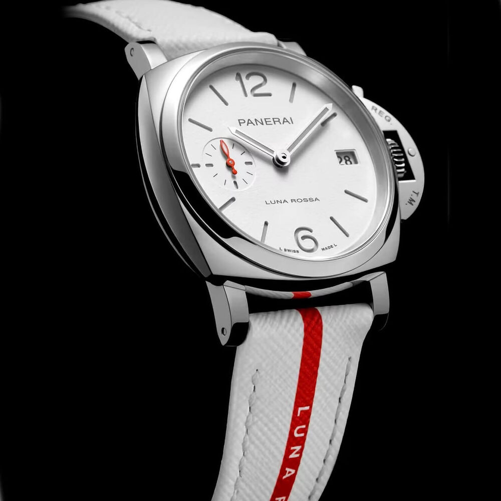 Panerai Luminor Due Luna Rossa 38mm White Dial Leather Strap Watch image number 2