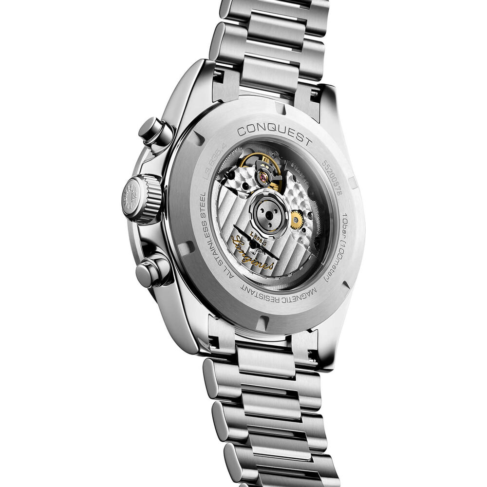 Longines Conquest 2023 42mm Silver Matt Dial Ceramic Case Stainless Steel Bracelet Watch image number 3