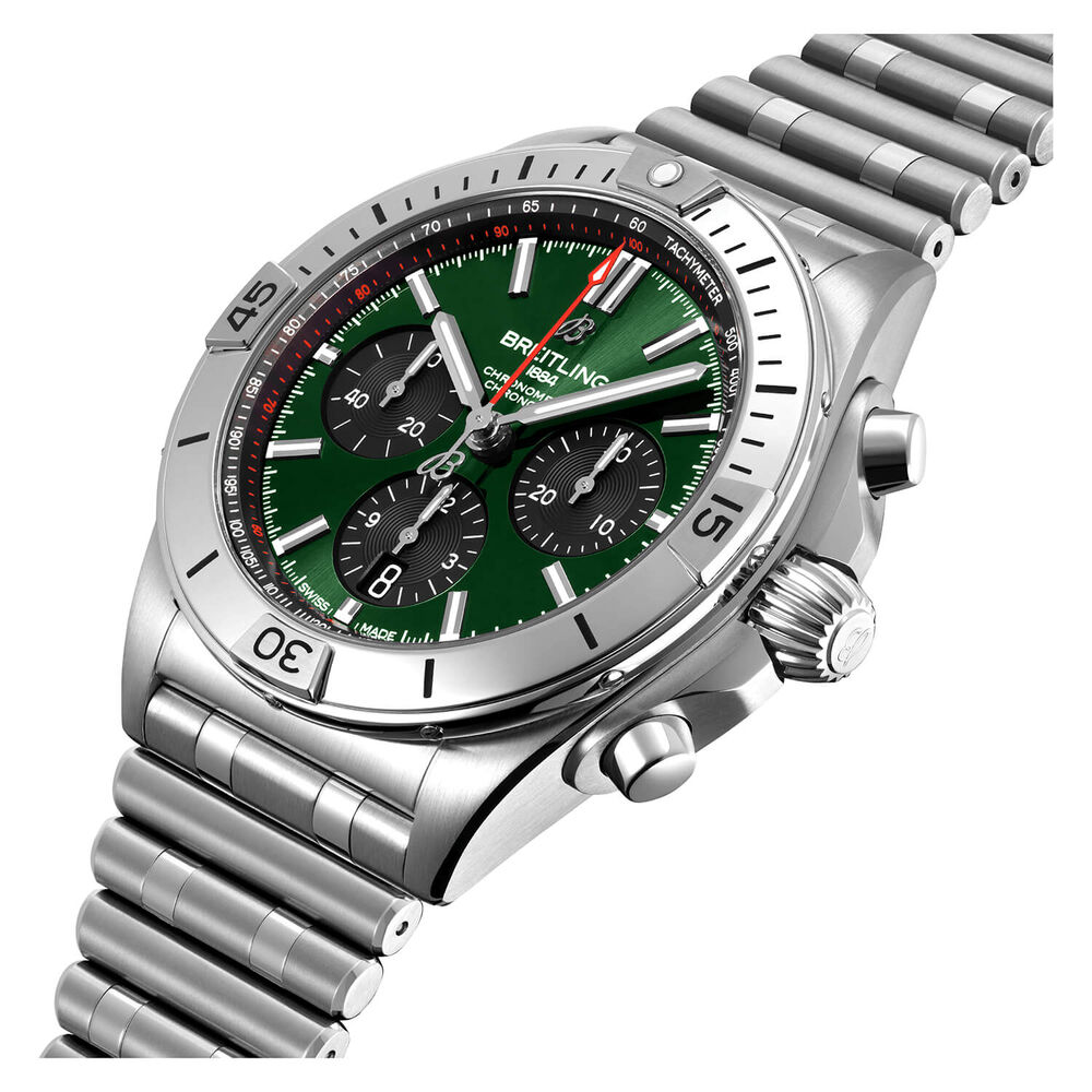 Breitling Chronomat BO1 42mm Green Dial Steel Case Bracelet Watch image number 1