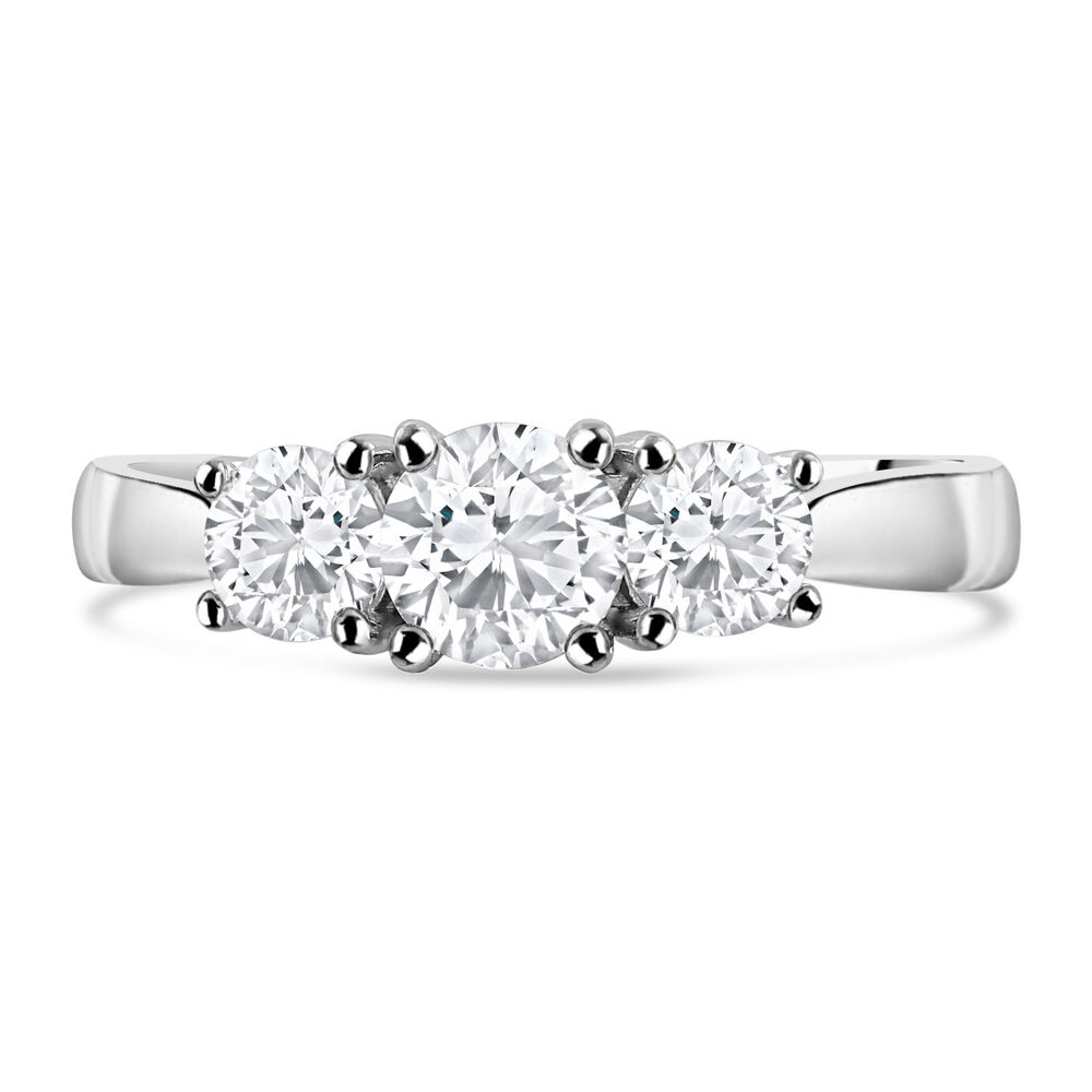 18ct White Gold 1.00ct Trilogy Diamond Tulip Setting Ring image number 1