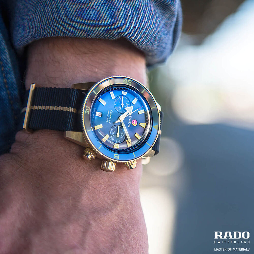 Rado Captain Cook Chronograph 43mm Blue Dial Strap Watch image number 4