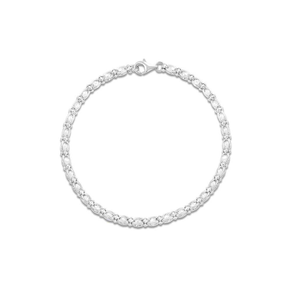 Sterling Silver Cubic Zirconia Set Rope Link Bracelet image number 0