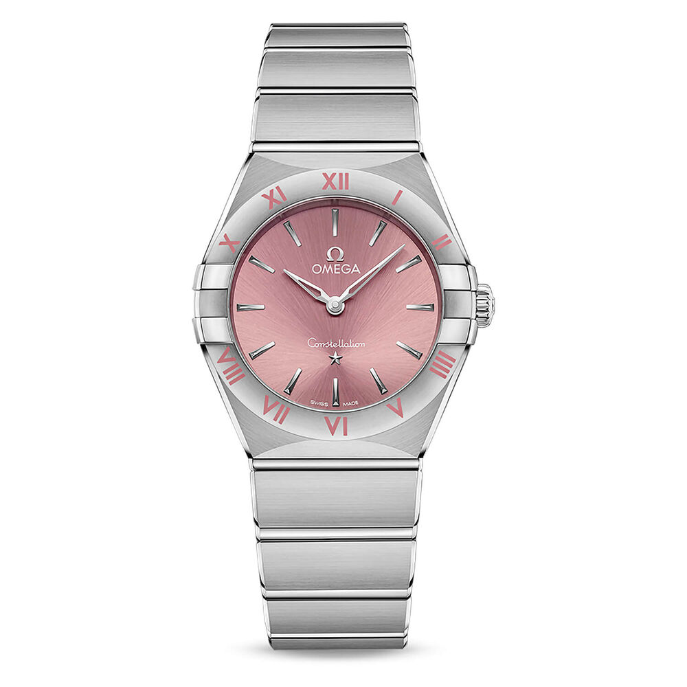 OMEGA Constellation Quartz 28mm Pink Dial Steel Case Bracelet Watch