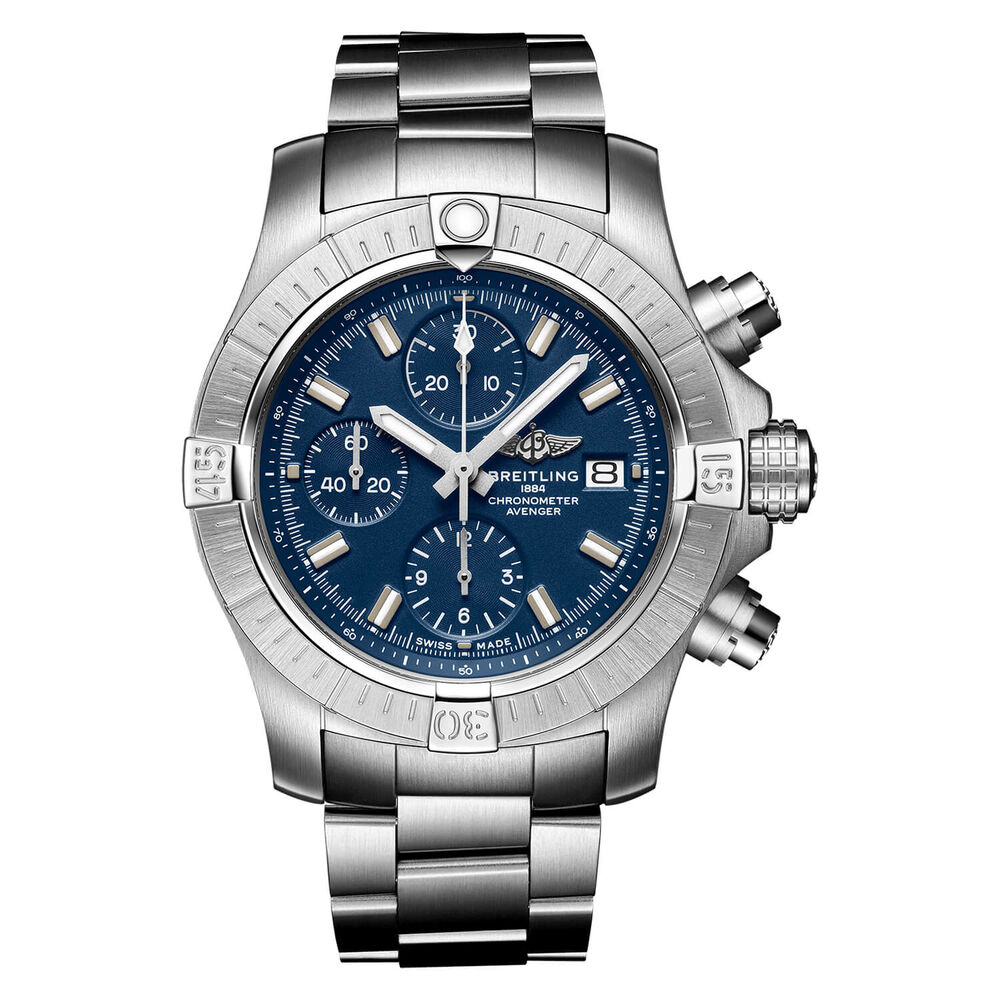 Breitling Avenger 43mm Chronograph Blue Dial Steel Case Bracelet Watch